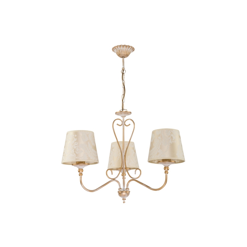 Brilagi - Candelabru suspendat pe lanț SONIA 3x E27/15W/230V, Ø 64 cm, crem/patină
