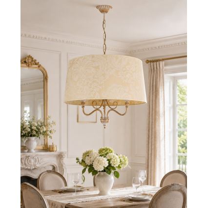 Brilagi - Candelabru suspendat pe lanț SONIA 3xE27/15W/230V Ø 56 cm crem cu patină