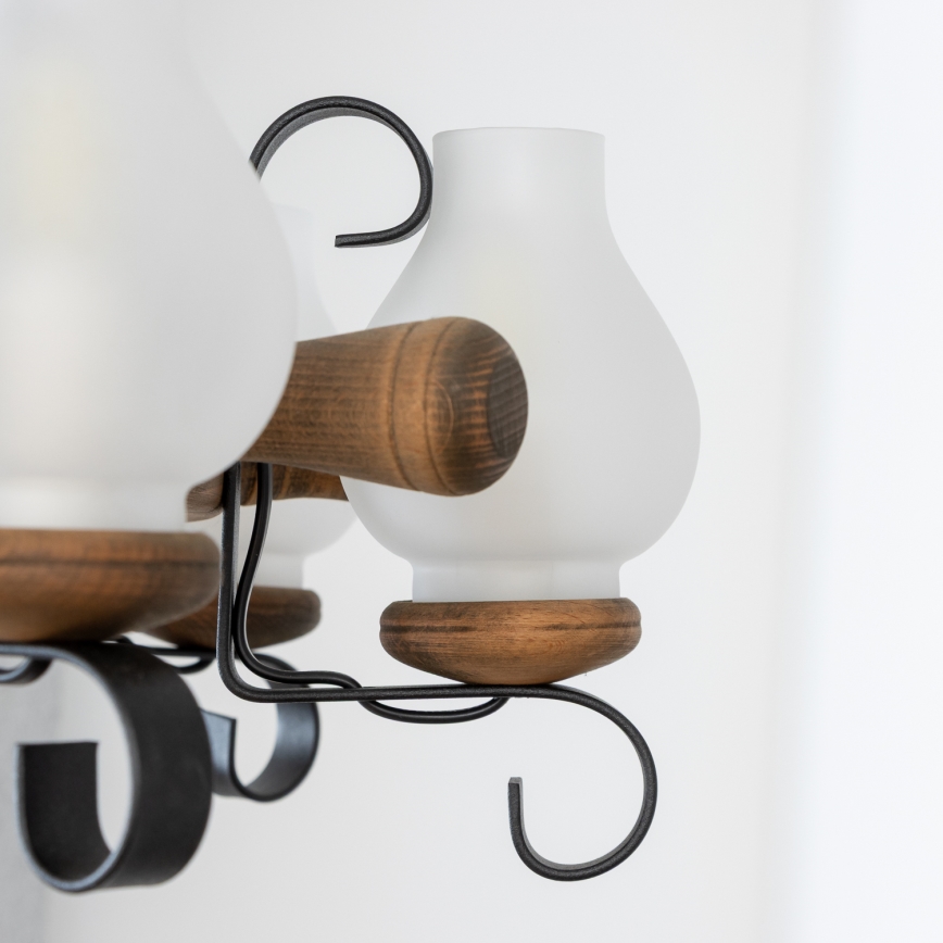 Brilagi - Candelabru suspendat pe lanț TIMONA, 8xE14/40W/230V, Ø 70 cm, fag