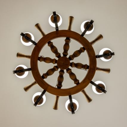 Brilagi - Candelabru suspendat pe lanț TIMONA, 8xE14/40W/230V, Ø 70 cm, fag