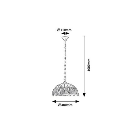 Brilagi - candelabru Tiffany cu vitralii pe lanț LORAS 2xE27/60W/230V