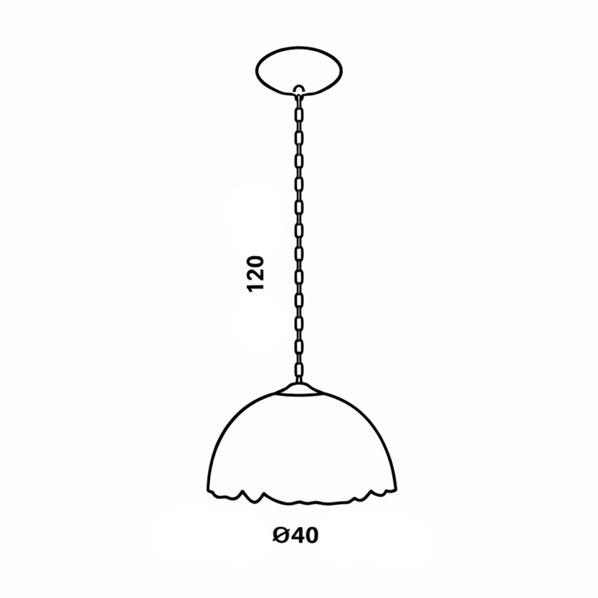 Brilagi - Candelabru Tiffany din vitralii, cu lanț, culoare ivoriu, 1xE27/60W/230V, Ø 40 cm