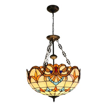 Brilagi - Candelabru Tiffany din vitralii MIRABELLA, 3x E27/60W/230V, Ø 50 cm, suspendat pe lanț