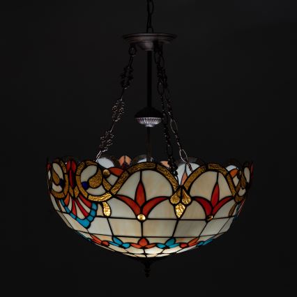 Brilagi - Candelabru Tiffany din vitralii MIRABELLA, 3x E27/60W/230V, Ø 50 cm, suspendat pe lanț