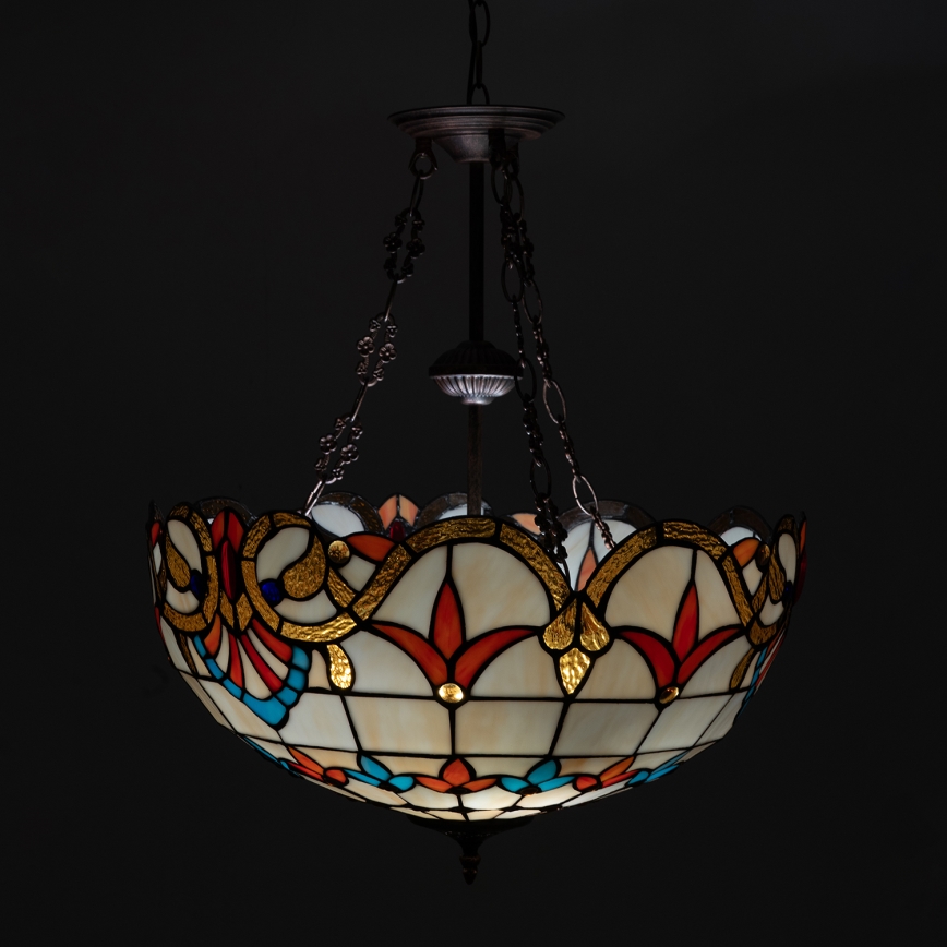 Brilagi - Candelabru Tiffany din vitralii MIRABELLA, 3x E27/60W/230V, Ø 50 cm, suspendat pe lanț