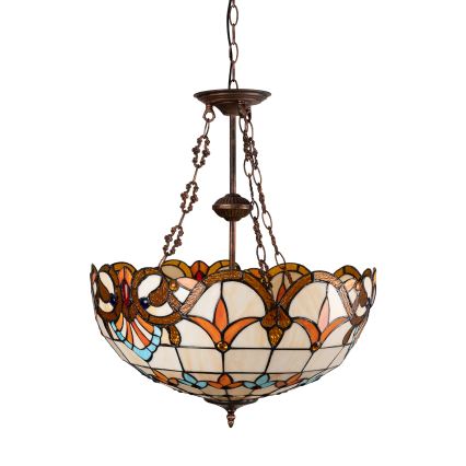 Brilagi - Candelabru Tiffany din vitralii MIRABELLA, 3x E27/60W/230V, Ø 50 cm, suspendat pe lanț