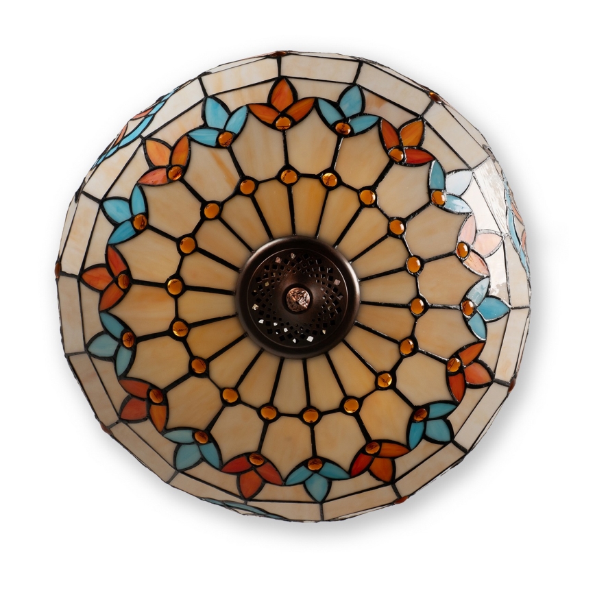 Brilagi - Candelabru Tiffany din vitralii MIRABELLA, 3x E27/60W/230V, Ø 50 cm, suspendat pe lanț