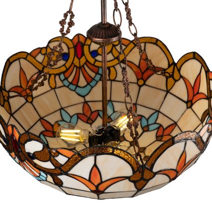 Brilagi - Candelabru Tiffany din vitralii MIRABELLA, 3x E27/60W/230V, Ø 50 cm, suspendat pe lanț