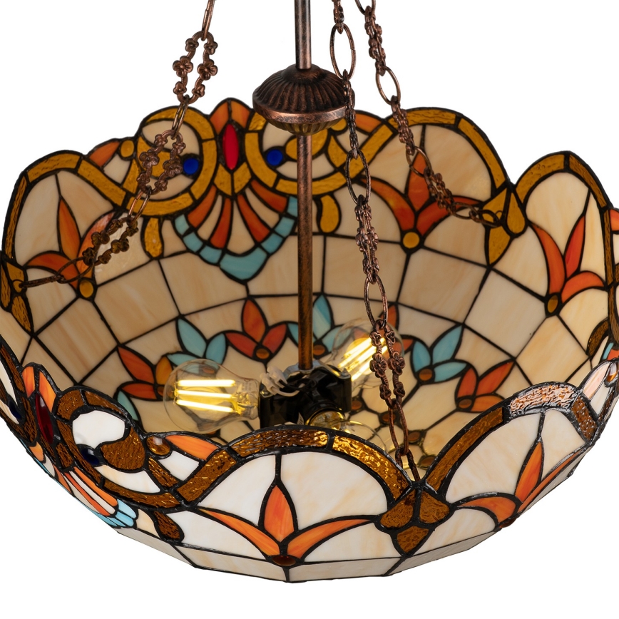 Brilagi - Candelabru Tiffany din vitralii MIRABELLA, 3x E27/60W/230V, Ø 50 cm, suspendat pe lanț