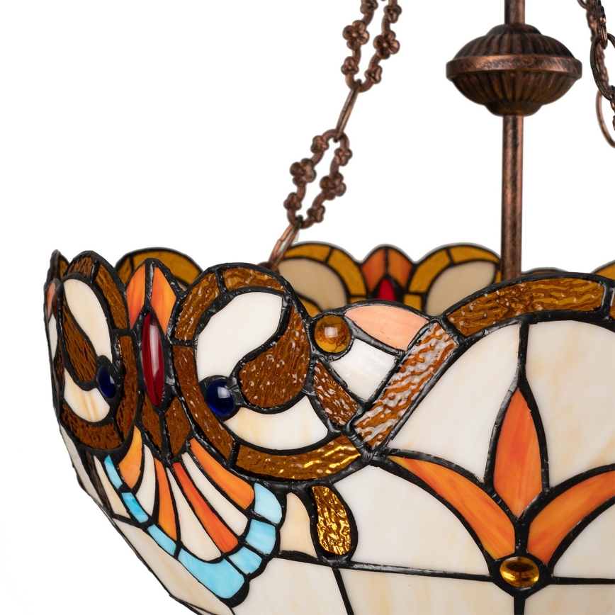 Brilagi - Candelabru Tiffany din vitralii MIRABELLA, 3x E27/60W/230V, Ø 50 cm, suspendat pe lanț