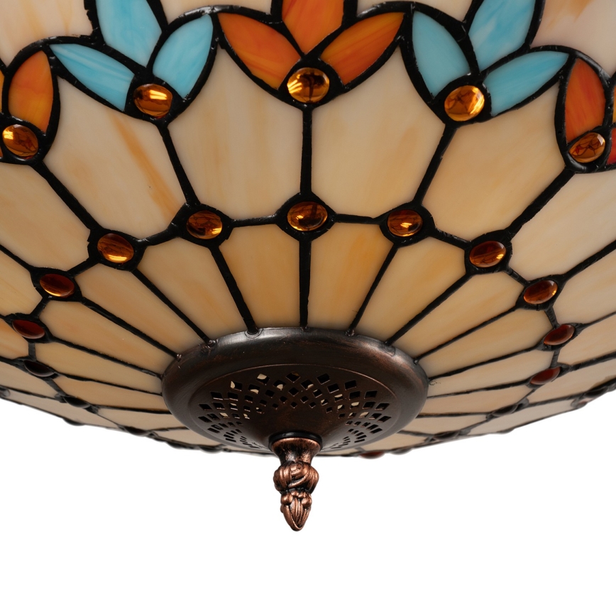 Brilagi - Candelabru Tiffany din vitralii MIRABELLA, 3x E27/60W/230V, Ø 50 cm, suspendat pe lanț