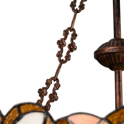 Brilagi - Candelabru Tiffany din vitralii MIRABELLA, 3x E27/60W/230V, Ø 50 cm, suspendat pe lanț