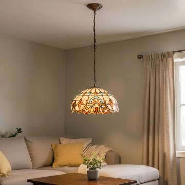 Brilagi - Candelabru Tiffany din vitralii MIRABELLA pe lanț 1xE27/60W/230V Ø 40 cm
