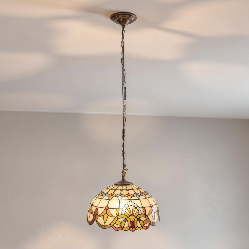 Brilagi - Candelabru Tiffany din vitralii MIRABELLA pe lanț 1xE27/60W/230V Ø 40 cm