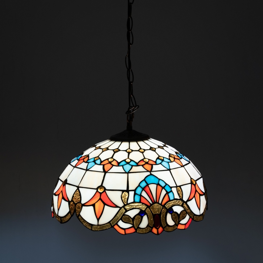 Brilagi - Candelabru Tiffany din vitralii MIRABELLA pe lanț 1xE27/60W/230V Ø 40 cm