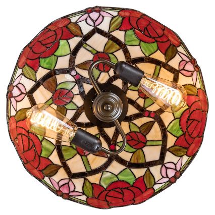 Brilagi - Candelabru Tiffany GARLAN cu vitralii, suspendat pe lanț, 2xE27/60W/230V