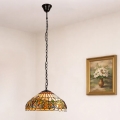Brilagi - Candelabru Tiffany LUISA cu vitralii, suspendat pe lanț, 2xE27/60W/230V