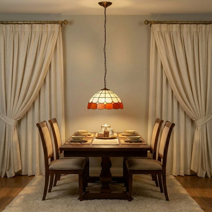 Brilagi - Candelabru Tiffany SIENNA cu vitralii pe lanț 1xE27/60W/230V, diam. 40 cm