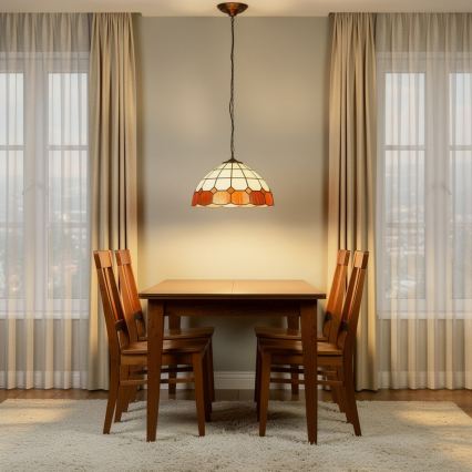 Brilagi - Candelabru Tiffany SIENNA cu vitralii pe lanț 1xE27/60W/230V, diam. 40 cm