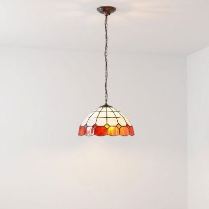 Brilagi - Candelabru Tiffany SIENNA cu vitralii pe lanț 1xE27/60W/230V, diam. 40 cm