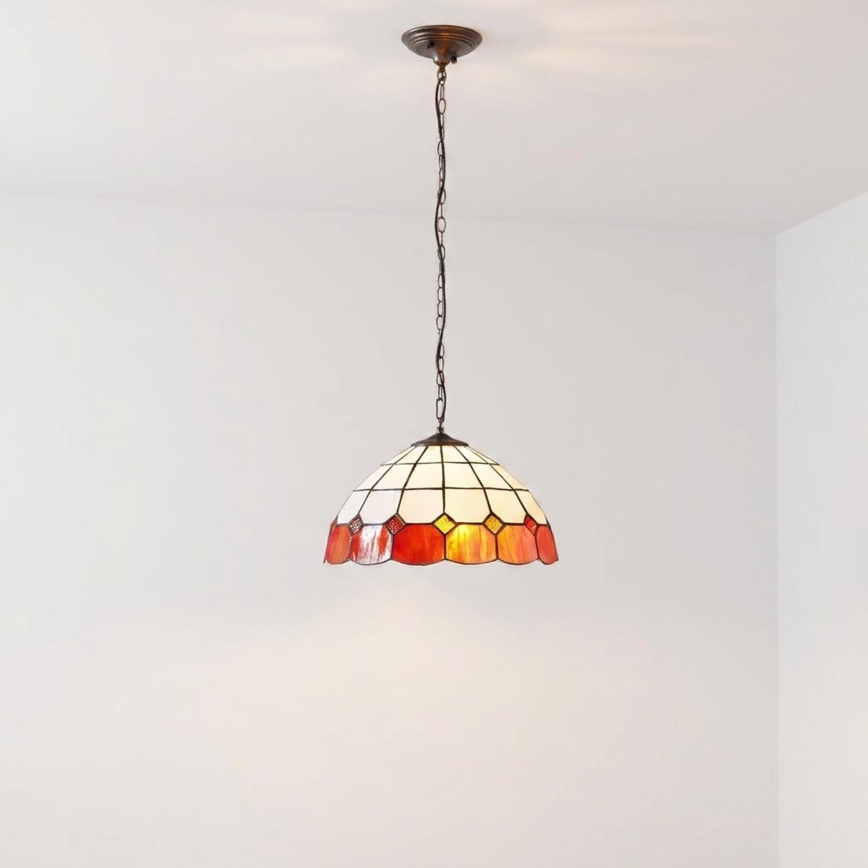 Brilagi - Candelabru Tiffany SIENNA cu vitralii pe lanț 1xE27/60W/230V, diam. 40 cm