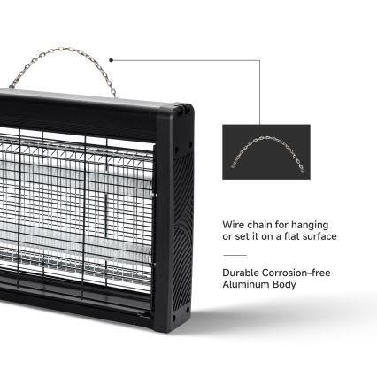 Brilagi - Capcană electrică pentru insecte 2 x UV / 10 W / 230 V, 60 m², neagră