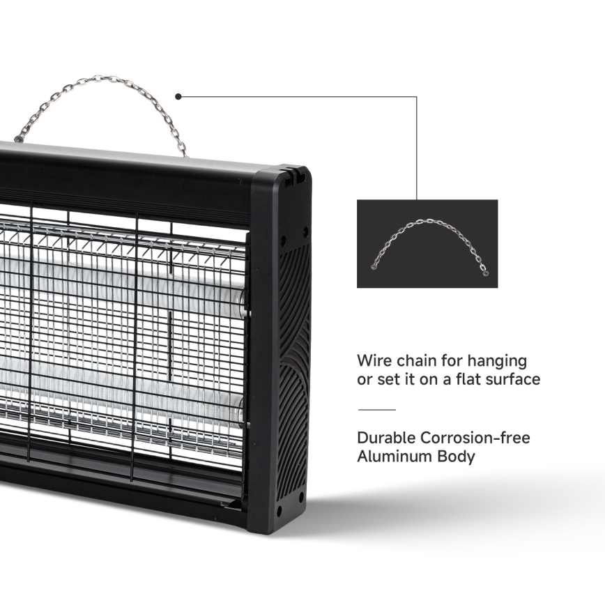 Brilagi - Capcană electrică pentru insecte 2 x UV / 10 W / 230 V, 60 m², neagră