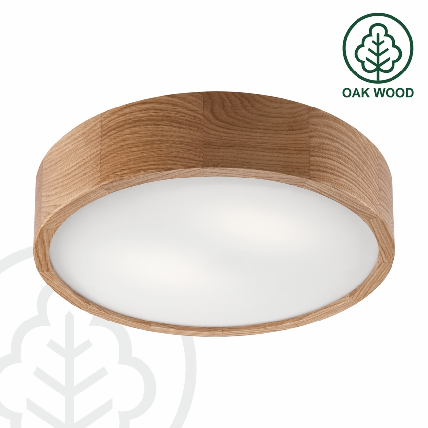 Brilagi - Plafonieră LED RGBW dimabilă CARVALHO, 2xE27/15W/230V, 2700-6500K, Wi-Fi, finisaj stejar, Ø 37,5 cm