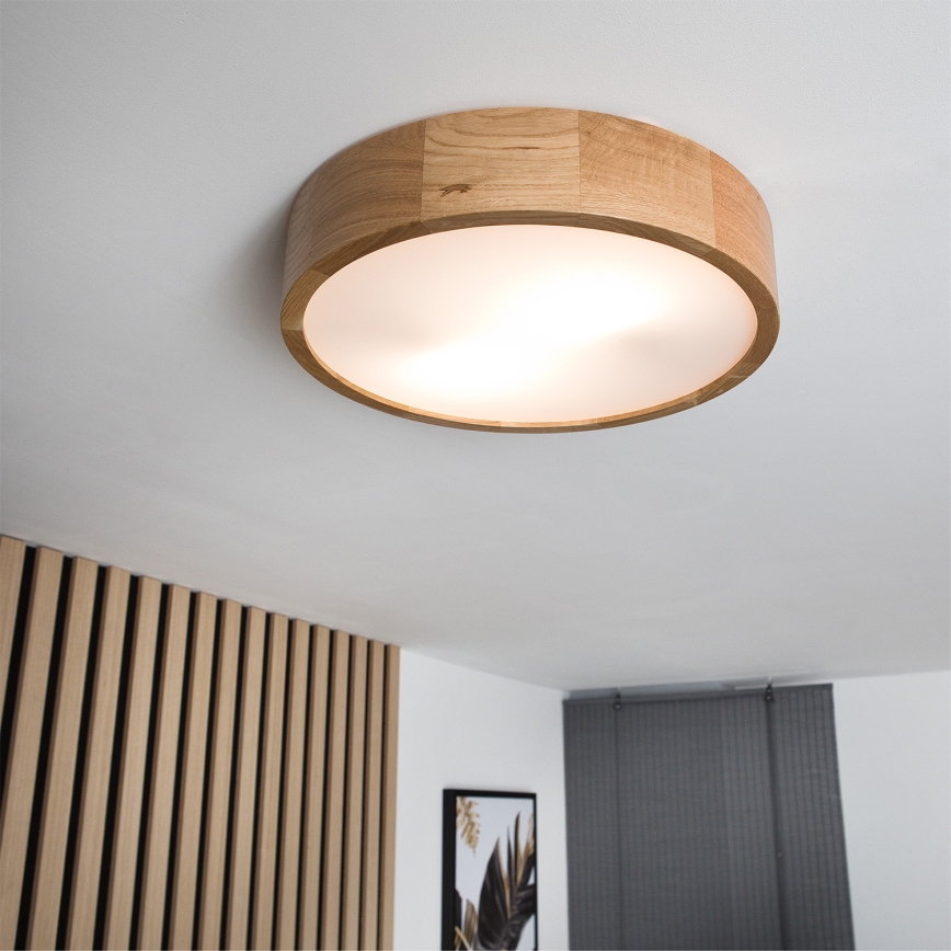 Brilagi - Plafonieră LED RGBW dimabilă CARVALHO, 2xE27/9W/230V, 2700-6500K, Wi-Fi, finisaj stejar, Ø 37,5 cm