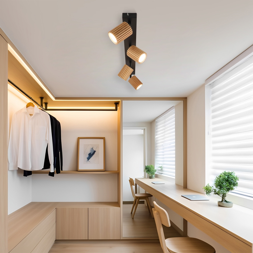 Brilagi - Corp de iluminat cu spoturi MODERN WOOD 4xGU10/8W/230V lemn/negru