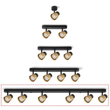Brilagi - Corp de iluminat cu spoturi NUGGET 6xGU10/30W/230V negru/auriu