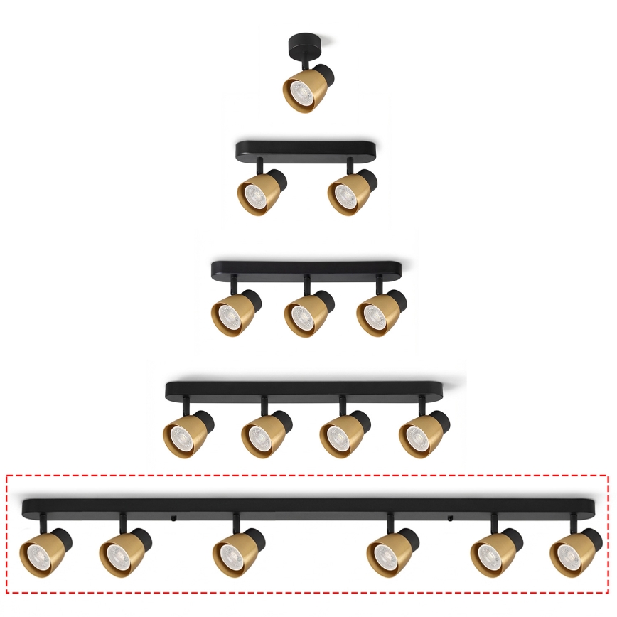 Brilagi - Corp de iluminat cu spoturi NUGGET 6xGU10/30W/230V negru/auriu