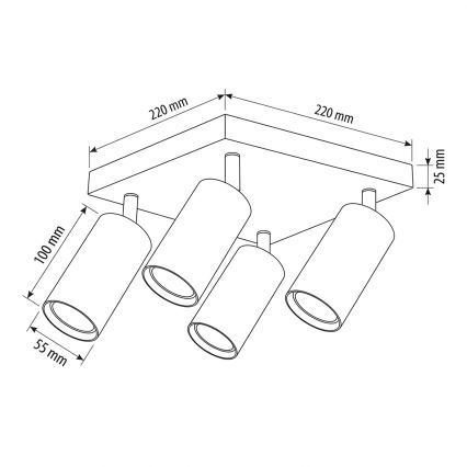 Brilagi - Corp de iluminat cu spoturi SELE SQUARE 4xGU10/30W/230V negru