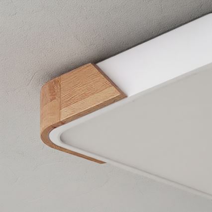 Brilagi - Plafonieră LED dimabilă PILANA LED/48W/230V 3000-6500K stejar/alb 42x42 cm + telecomandă