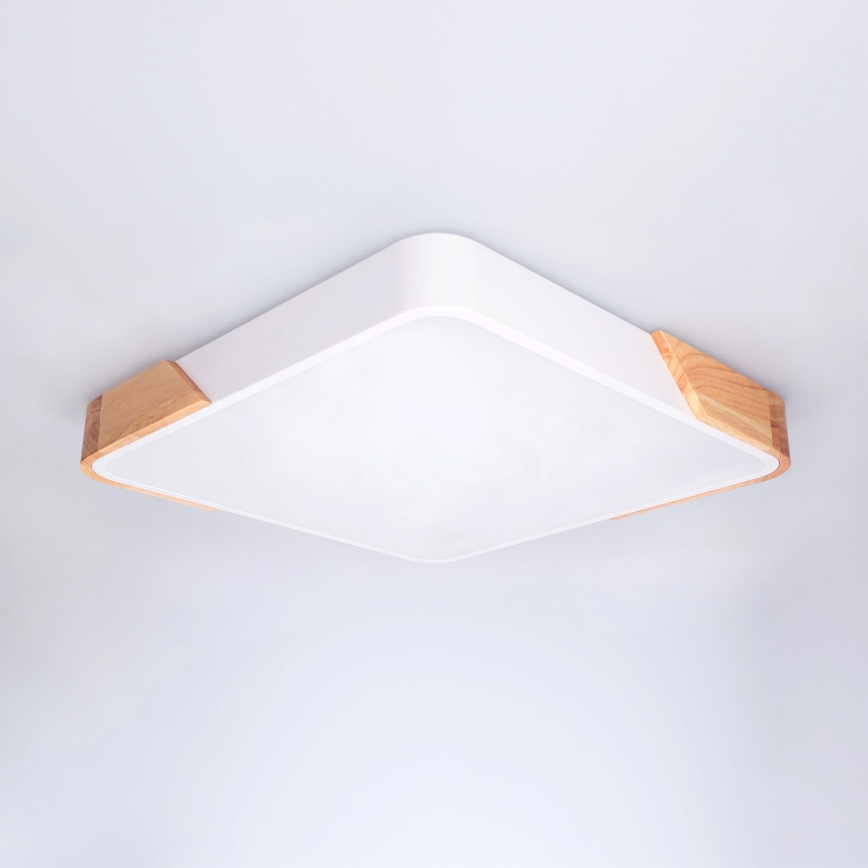 Brilagi - Plafonieră LED dimabilă PILANA LED/48W/230V 3000-6500K stejar/alb 42x42 cm + telecomandă