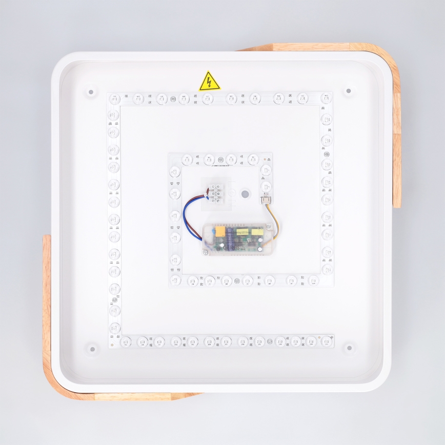Brilagi - Plafonieră LED dimabilă PILANA LED/48W/230V 3000-6500K stejar/alb 42x42 cm + telecomandă