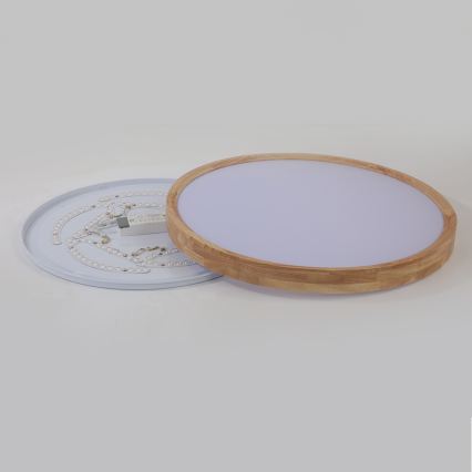 Brilagi - Plafonieră LED dimabilă WOODROUND LED/40W/230V 3000-6000K Ø 60 cm lemn CRI 90 + telecomandă
