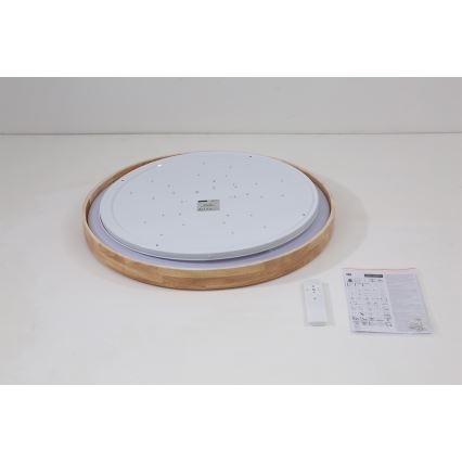 Brilagi - Plafonieră LED dimabilă WOODROUND LED/40W/230V 3000-6000K Ø 60 cm lemn CRI 90 + telecomandă