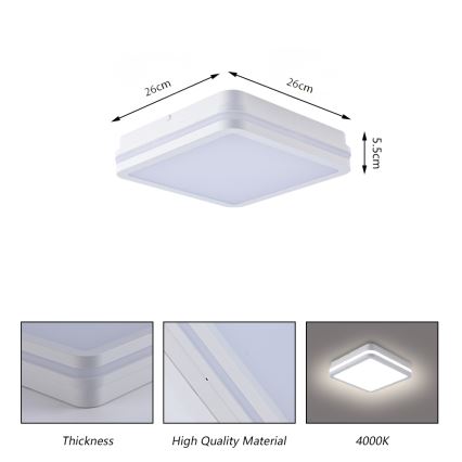 Brilagi - Corp de iluminat exterior BENE LED/24W/230V 26x26 cm alb IP54