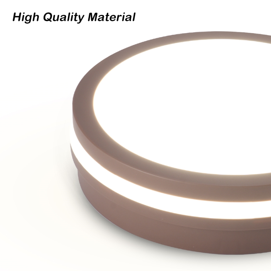 Brilagi - Plafonieră LED de exterior BENE cu senzor, 18W/230V, Ø 21,5 cm, maro, IP54