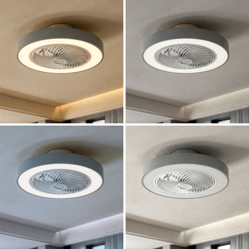 Brilagi - Plafonieră LED dimmabilă cu ventilator LED/38W/230V 3000-6500K 3000-6500K Ø 50 cm gri + telecomandă