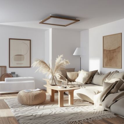 Brilagi - Plafonieră LED dimmabilă SLIMFRAME WOOD LED/58W/230V 64x64 cm 3000-6000K maro + telecomandă