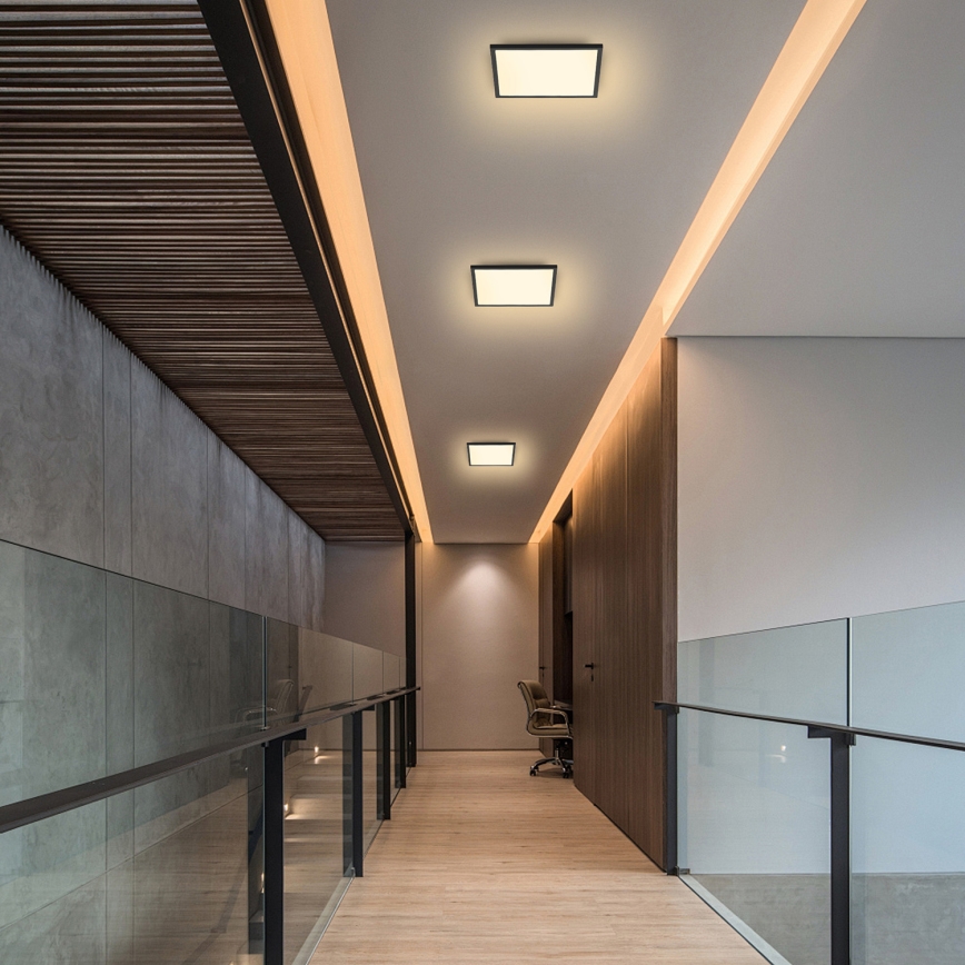 Brilagi - Plafonieră LED reglabilă SLIMFRAME, 25 W, 230 V, 30 x 30 cm, 3000–6000 K, neagră, cu telecomandă