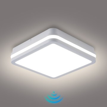 Brilagi - Corp de iluminat LED de exterior cu senzor BENE, 18 W, 230 V, 22 x 22 cm, alb, IP54
