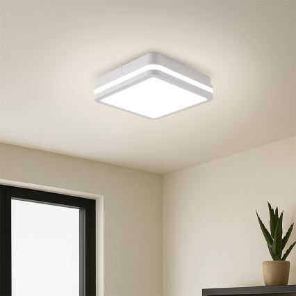 Brilagi - Corp de iluminat LED de exterior cu senzor BENE, 18 W, 230 V, 22 x 22 cm, alb, IP54