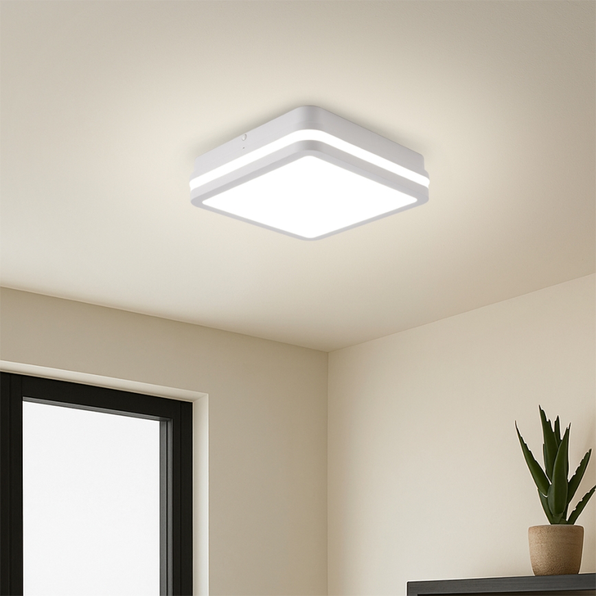 Brilagi - Corp de iluminat LED de exterior cu senzor BENE, 18 W, 230 V, 22 x 22 cm, alb, IP54