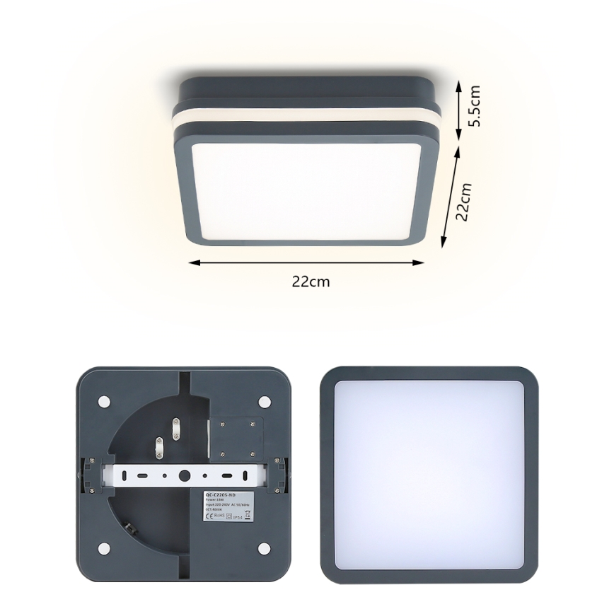 Brilagi - Lampă LED de exterior cu senzor BENE LED/18W/230V 22x22 cm antracit IP54