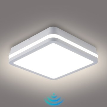 Brilagi - Corp de iluminat LED de exterior cu senzor BENE, 24 W, 230 V, 26 x 26 cm, alb, IP54