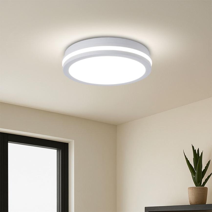 Brilagi - Plafonieră LED de exterior cu senzor BENE LED/24W/230V, diametru 26 cm, alb, IP54