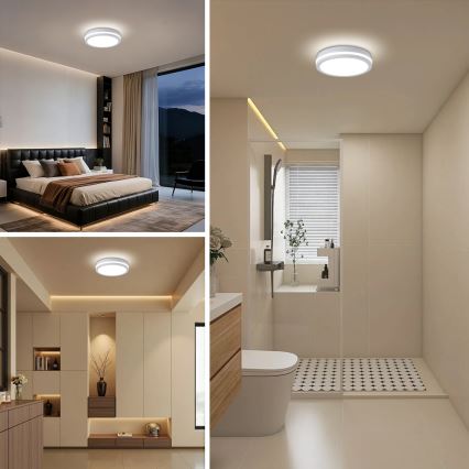 Brilagi - Plafonieră LED de exterior cu senzor BENE LED/24W/230V, diametru 26 cm, alb, IP54